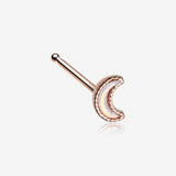 Rose Gold Iridescent Revo Crescent Moon Sparkle Nose Stud Ring