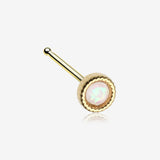 Golden Opalescent Sparkle Circle Nose Stud Ring-White