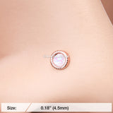 Detail View 2 of Rose Gold Opalescent Sparkle Circle Nose Stud Ring-White