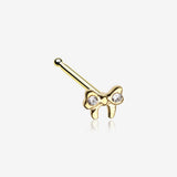 Golden Dainty Bow-Tie Sparkle Nose Stud Ring-Clear Gem