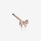 Rose Gold Dainty Bow-Tie Sparkle Nose Stud Ring