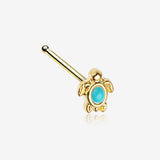 Golden Turquoise Turtle Nose Stud Ring-Turquoise