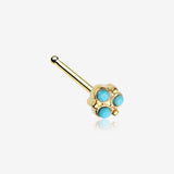 Golden Trinity Turquoise Nose Stud Ring-Turquoise