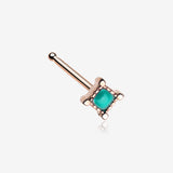 Rose Gold Vintage Turquoise Square Nose Stud Ring