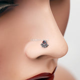 Detail View 1 of Antique Bali Floral Sparkle Nose Stud Ring-Vitrail Medium