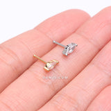 Detail View 3 of Golden Marquise Sparkle Gem Nose Stud Ring-Clear Gem