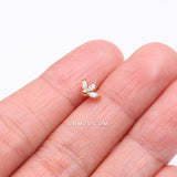 Detail View 2 of Golden Lotus Marquise Flower Sparkle Multi-Gem Nose Stud Ring-Clear Gem
