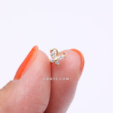 Detail View 3 of Golden Dainty Butterfly Sparkle Multi-Gem Nose Stud Ring-Clear Gem