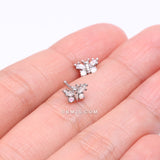 Detail View 3 of Opalescent Butterfly Sparkle Nose Stud Ring-Clear Gem/White