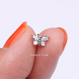 Detail View 2 of Opalescent Butterfly Sparkle Nose Stud Ring-Clear Gem/White