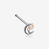 Nighty Night Crescent Moon Sparkle Star Nose Stud Ring