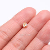 Detail View 3 of Golden Sparkle Crescent Moon and Star Nose Stud Ring-Clear Gem