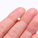 Detail View 2 of Golden Opalescent Blazing Sun Nose Stud Ring-Clear Gem