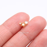 Detail View 2 of Golden Opalescent Star Sparkles Nose Stud Ring-Clear Gem-Clear Gem/White