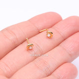 Detail View 3 of Golden Opalescent Crescent Moon Nose Stud Ring-Clear Gem