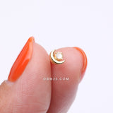 Detail View 2 of Golden Opalescent Crescent Moon Nose Stud Ring-Clear Gem