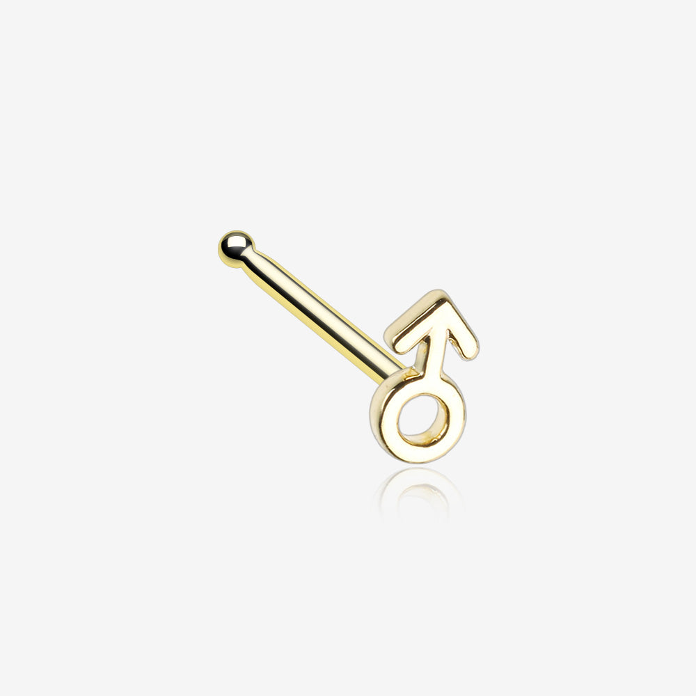 Golden Classic Male Symbol Nose Stud Ring-Gold