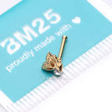 Detail View 3 of Golden Glam Butterfly Sparkle Nose Stud Ring-Clear Gem