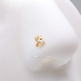 Detail View 1 of Golden Glam Butterfly Sparkle Nose Stud Ring-Clear Gem