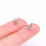 Detail View 2 of Butterfly Aurora Sparkle Nose Stud Ring-Aurora Borealis/Clear Gem