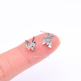 Detail View 2 of Marquise Layered Butterfly Sparkle Nose Stud Ring-Clear Gem