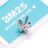 Detail View 3 of Marquise Layered Butterfly Sparkle Nose Stud Ring-Clear Gem
