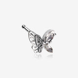 Marquise Layered Butterfly Sparkle Nose Stud Ring-Clear Gem