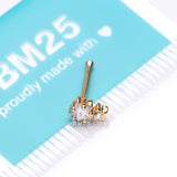 Detail View 3 of Golden Twinkle Double Star Sparkle Nose Stud Ring-Clear Gem