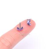 Detail View 2 of Crescent Moon Gem Sparkle Nose Stud Ring-Tanzanite
