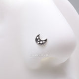 Detail View 1 of Midnight Crescent Moon Inner Stars Nose Stud Ring-Black