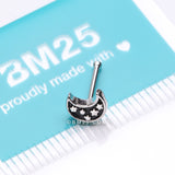 Detail View 3 of Midnight Crescent Moon Inner Stars Nose Stud Ring-Black