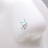 Detail View 1 of Iridescent Revo Sparkle Diamant Drop Nose Stud Ring-Clear Gem