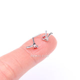Detail View 2 of Bloody Hatchet Axe Horror Nose Stud Ring-Red