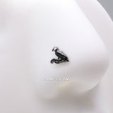 Detail View 1 of Black Raven Sparkle Nose Stud Ring-Black/Hematite