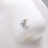 Detail View 1 of Lacey Crescent Moon Sparkle Nose Stud Ring-Clear Gem