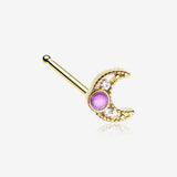 Golden Lacey Crescent Moon Opalescent Sparkle Nose Stud Ring