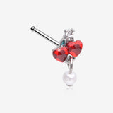 Sparkle Cherry Heart Pearlescent Dangle Nose Stud Ring