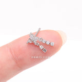 Detail View 2 of Butterfly Sparkle Dangle Gem Drop Nose Stud Ring-Clear Gem
