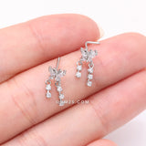 Detail View 3 of Butterfly Sparkle Dangle Gem Drop Nose Stud Ring-Clear Gem