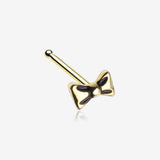 Golden Adorable Dainty Bow-Tie Nose Stud Ring-Gold