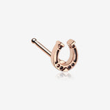 Rose Gold Lucky Horseshoe Nose Stud Ring-Rose Gold