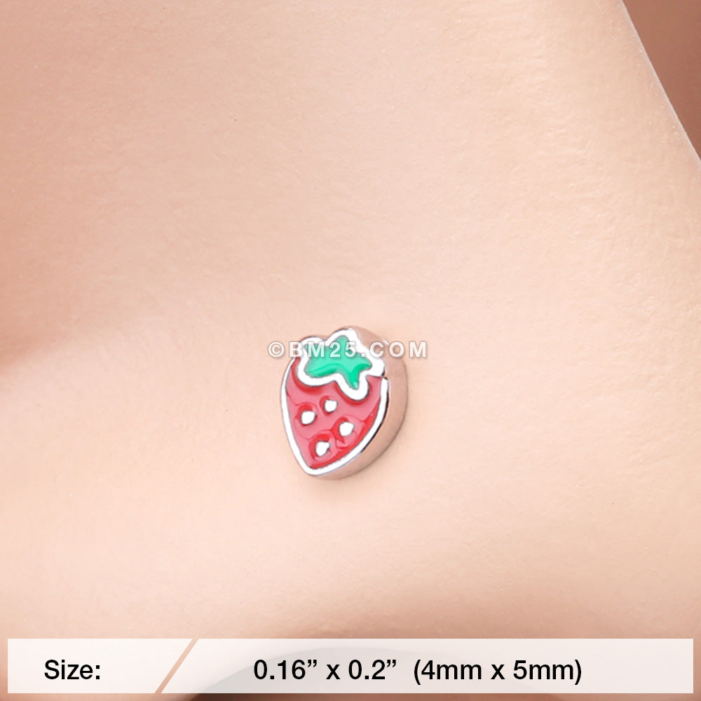 Detail View 2 of Adorable Strawberry Nose Stud Ring-Red
