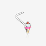 Sweet Jubilee Ice Cream Cone L-Shaped Nose RIng-Pink