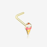Golden Sweet Jubilee Ice Cream Cone L-Shaped Nose Ring