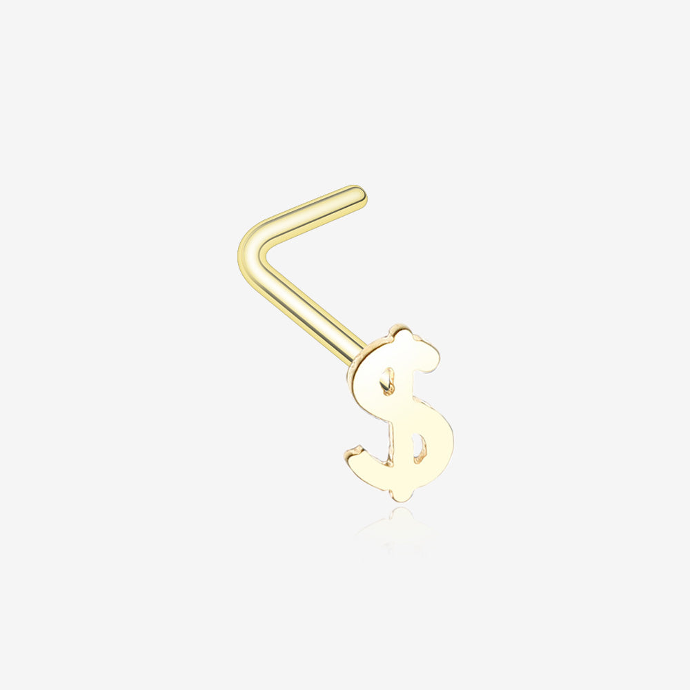 Golden Dollar Money Sign L-Shaped Nose Ring
