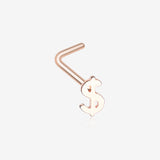 Rose Gold Dollar Money Sign L-Shaped Nose Ring