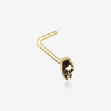 Golden Death Skull Head L-Shaped Nose Ring