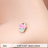 Detail View 2 of Golden Sweet Lil Cupcake L-Shaped Nose Ring-Pink