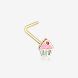Golden Sweet Lil Cupcake L-Shaped Nose Ring
