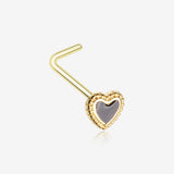 Golden Valentine Lacey Heart L-Shaped Nose Ring